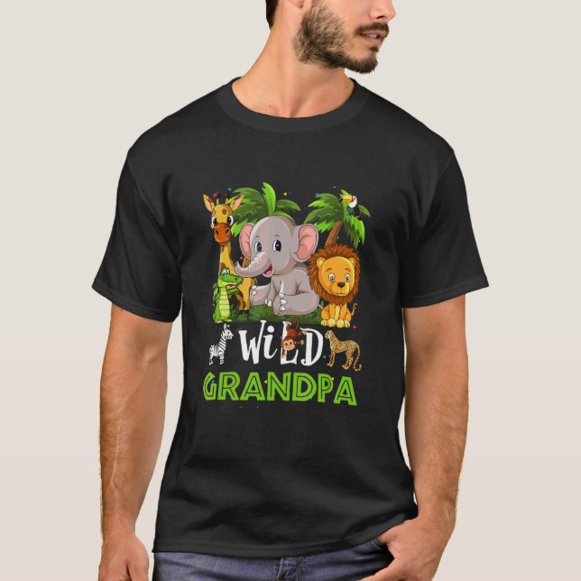 Farfar till Vilden Zoo Birthday Safari Jungle Ani T Shirt (Framsida)