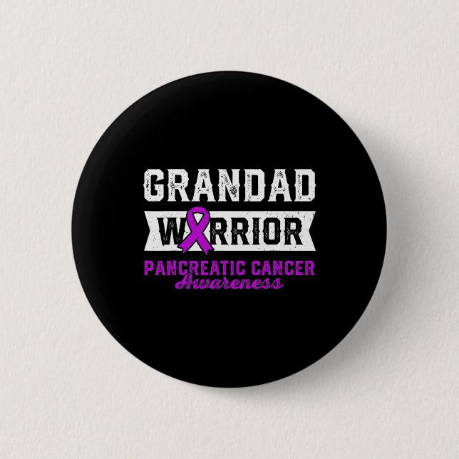Farfar till Warrior Pancreatic Lila Ribbon Supp Knapp (Framsida)