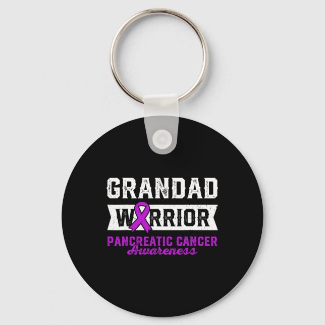 Farfar till Warrior Pancreatic Lila Ribbon Supp Nyckelring (Framsida)