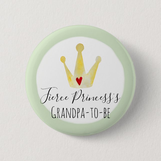 Farfar till Watercolor Princess Girl Baby Shower Knapp (Framsida)