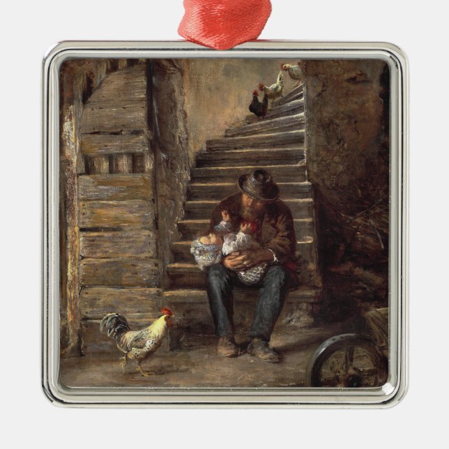 Farfar Tittar efter sin morson Julgransprydnad Metall (Framsidan)