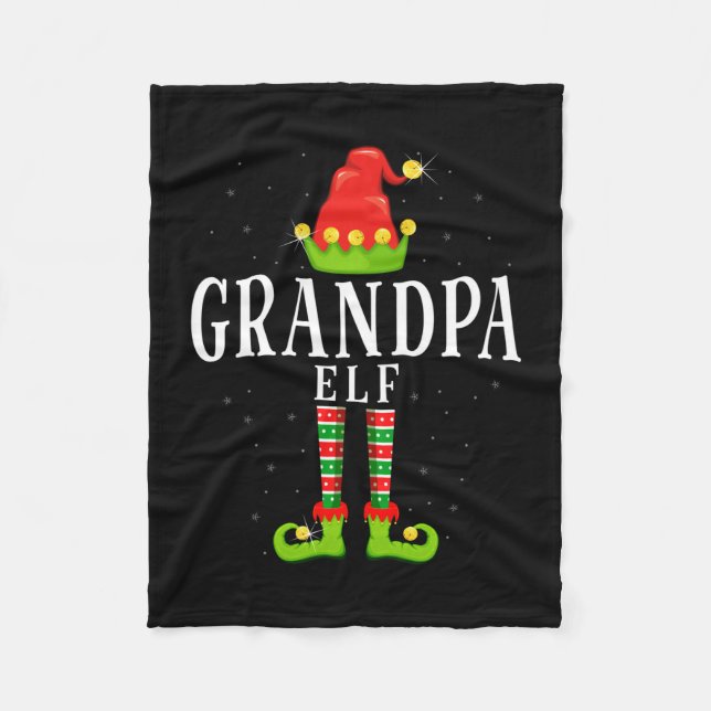 Farfar tomte julmatchande xmas pyjamas fleecefilt (Framsidan)