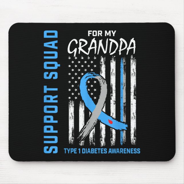 Farfar Typ 1-diabetes Shirt USA flagga Support Squ Musmatta (Framsidan)