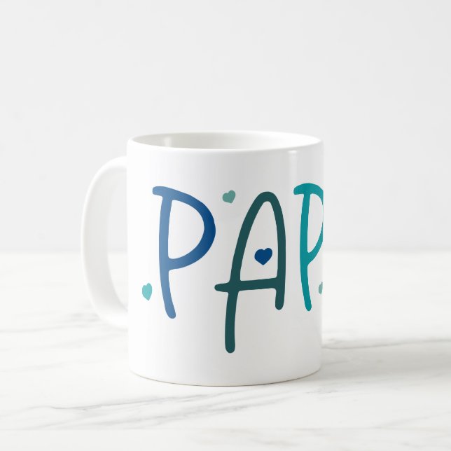 Farfar Typografiska Hearts från kärlek Pappa Kaffemugg (Framsida vänster)