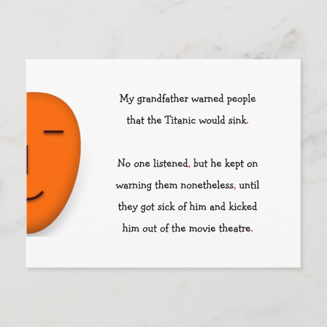 Farfar varnade Titanic sjunker Rollig humor skämt Vykort (Framsida)