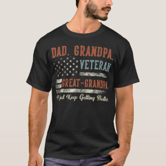 Farfar Veteran Gammelfarfar Usa Flag Pappa T Shirt