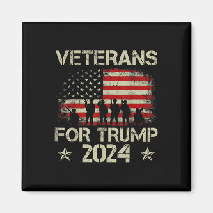 Farfar Veterans for Trump 2024 American Flagga 4:e Magnet