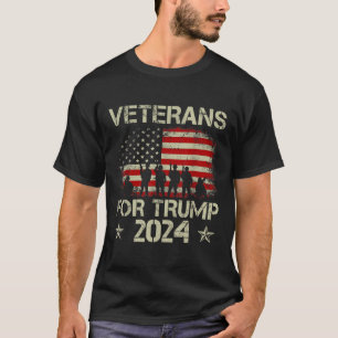 Farfar Veterans for Trump 2024 American Flagga 4:e T Shirt