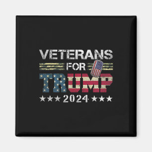 Farfar Veterans for Trump 2024 American Flagga Cam Magnet