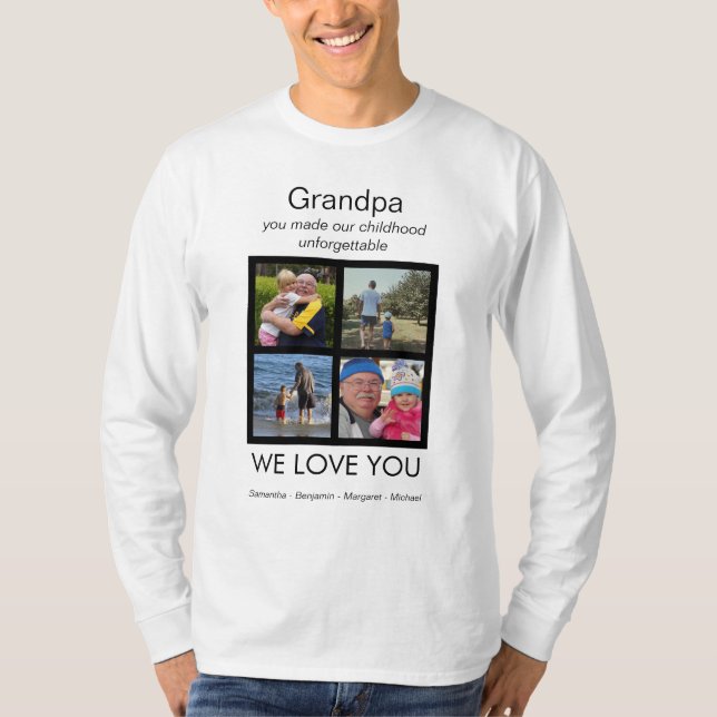 Farfar Vi älskar dig Foto Personlig Vit T Shirt (Framsida)