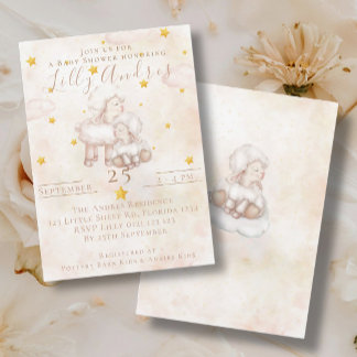 Fårfärgad skrynkmolnstoftstjärna Baby Shower Inbjudningar