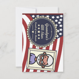 Farfar's All-Star Badge USA flagga Design Tack Kort