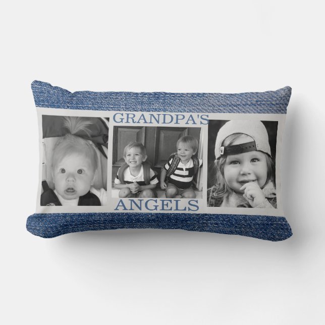 Farfars Änglar 3-foto Pillow Lumbarkudde (Framsida)