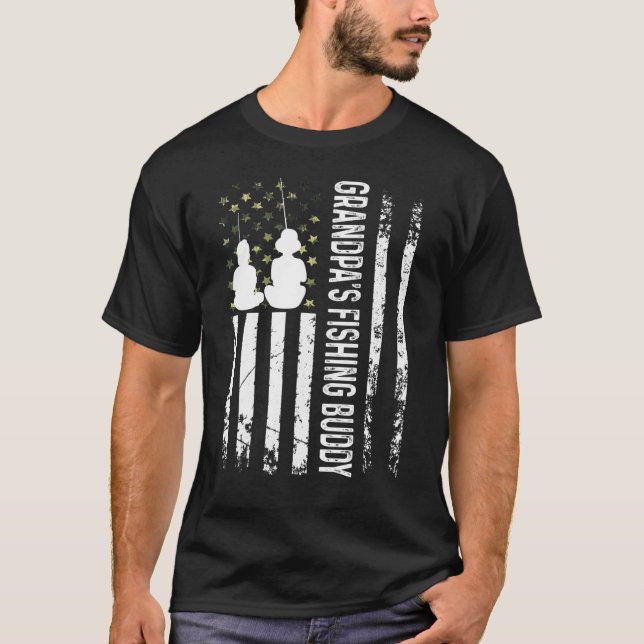 Farfar's Fishing Buddy Fishing Young Fisherman T Shirt (Framsida)