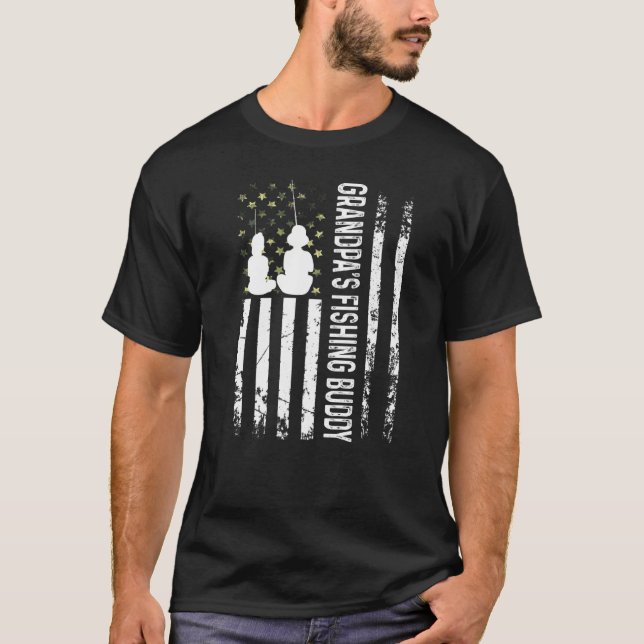 Farfars Fiskande Kompis Fiskar Ung Fiskare T Shirt (Framsida)