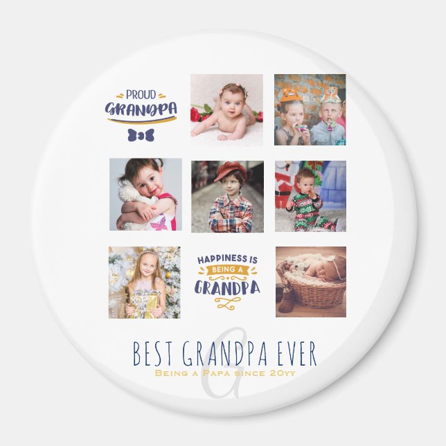 FARFARS FOTOCOLLAGE GÅVA Stolt Papa Pappor Gramps Magnet (Framsidan)