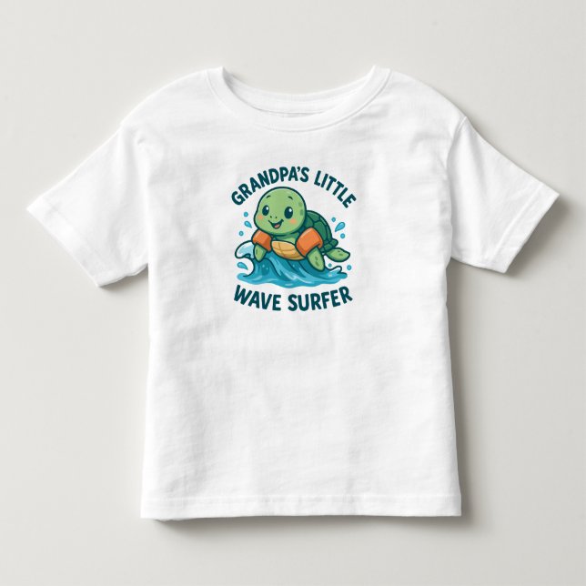 Farfars lilla våg Surfer Cute Turtle T Shirt (Framsida)