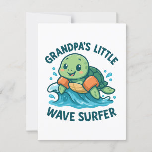 Farfars lilla våg Surfer Cute Turtle Vykort