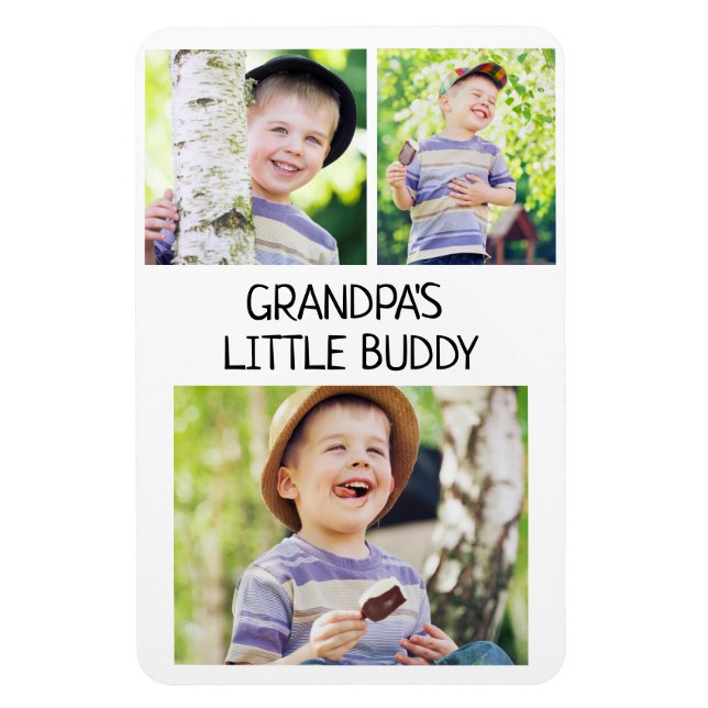 Farfar's Little Buddy 3 Photo Grandson Magnet (Vertikal)