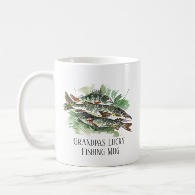 Farfars lyckomugg för fiske | Gädda och abborre Kaffemugg (Vänster)