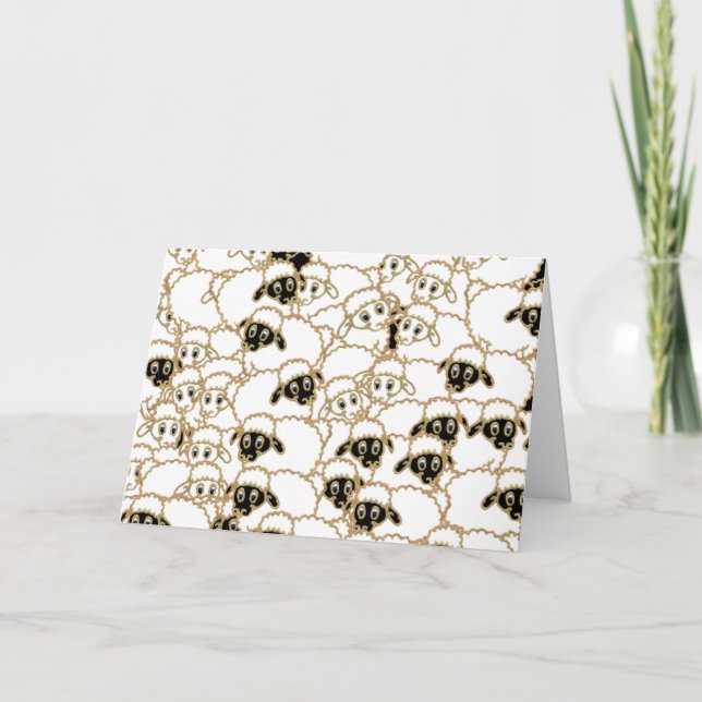 Fårflock som önskar Ewe en God jul. Helgkort (Framsida)