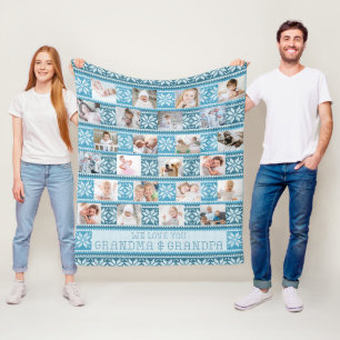 Farföräldrar 24 Foto Nordic Snowflake Sweater Fleecefilt