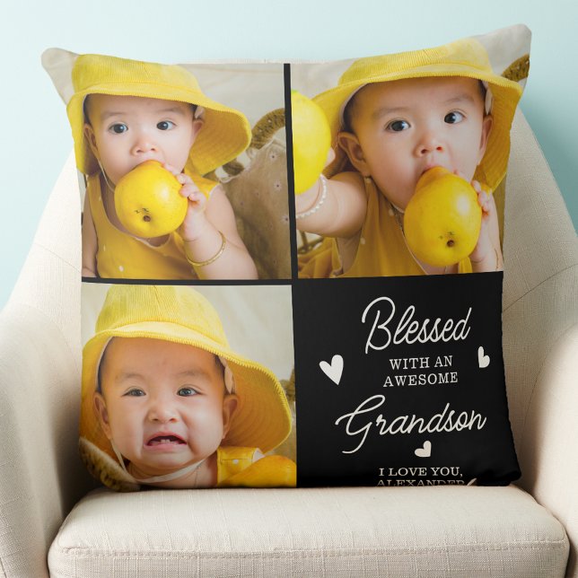 Farföräldrar från Grandson Anpassningsbar Photo Co Kudde (Skapare uppladdad)