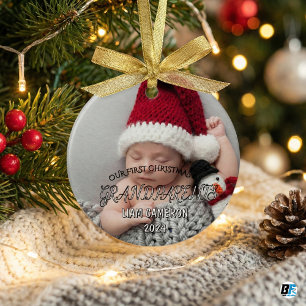 Farföräldrar med foto Första julklapp Julgransprydnad Keramik