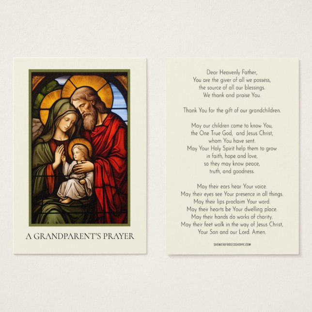 Farföräldrar Prayer Stached Glass Religiösa Visitkort (Framsida & baksida)