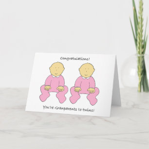 Farföräldrar till Twin Girls-Grattisar Kort