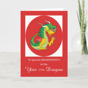 Farföräldrarna kinesiska nyåret om Dragon Red Kort