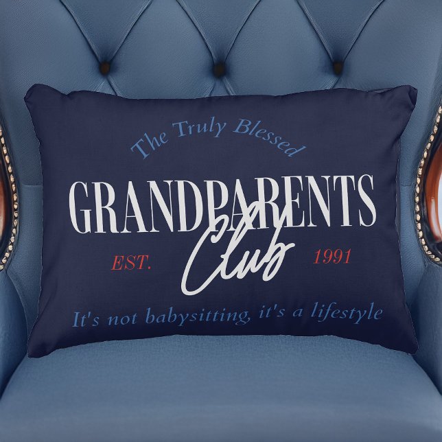Farföräldrars Klubb Nautical Det är en livsstil fu Prydnadskudde (Grandparents Club pillow)