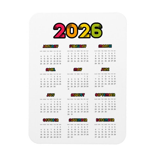 Färg 2025-kalender magnet (Vertikal)