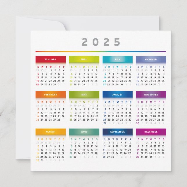 Färg 2025-kalender - Rainbow Färg 3-kolumner (Framsida)