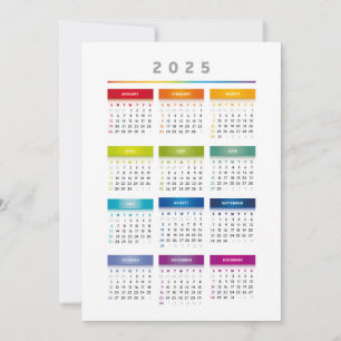 Färg 2025-kalender - Rainbow Färg 3-kolumner Inbjudningar