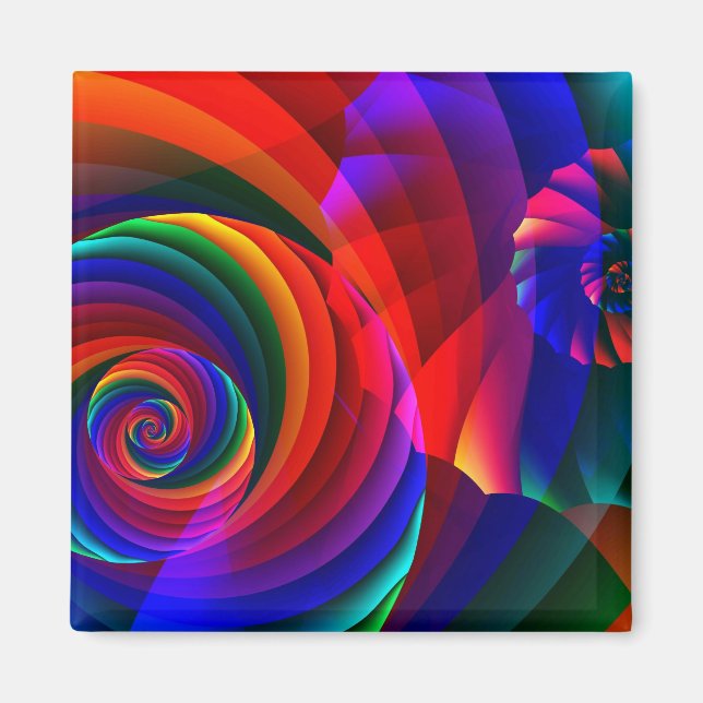 Färg 7 Coola Modern Abstrakt Fractal Art Magnet (Framsidan)