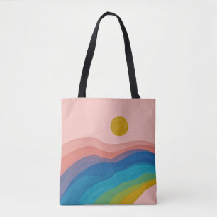 Färg Abstrakt Art Artsy Rosa Gult Blue Gift Tygkasse