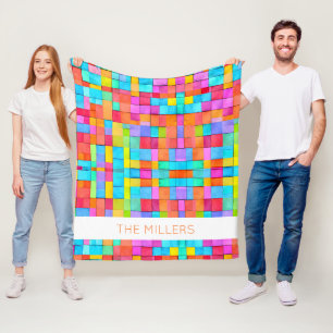 Färg Abstrakt Art FAMILY NAMN Modern Roligt Fleecefilt