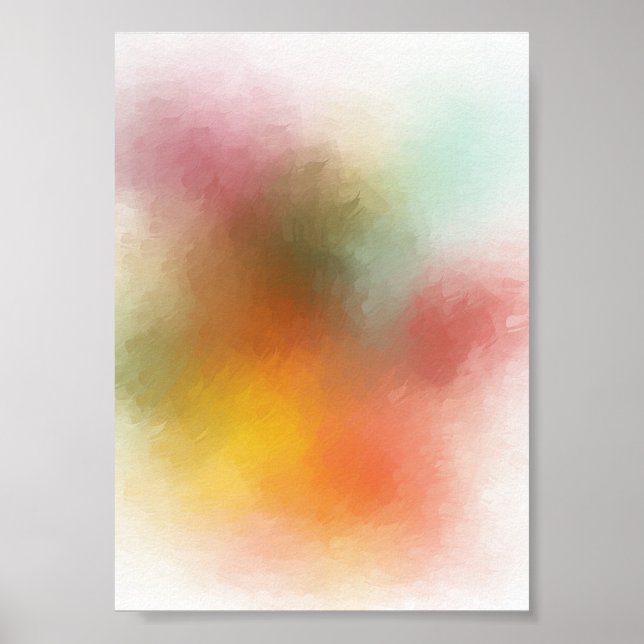 Färg Abstrakt Art Modern Trendig Red Gult Poster (Framsidan)