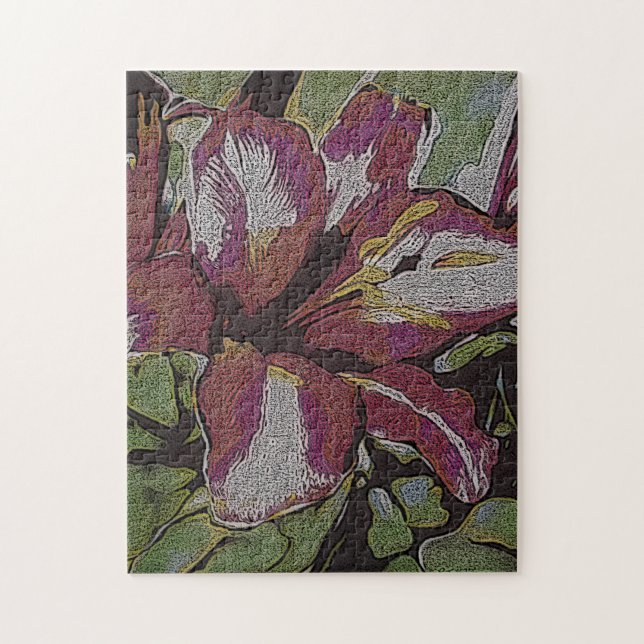 Färg abstrakt bild av röd ljusblomma pussel (Vertikal)