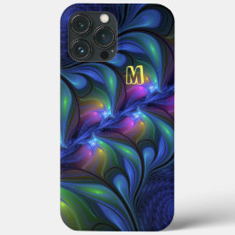 Färg Abstrakt Blått Rosa Grönt Fractal Monogram