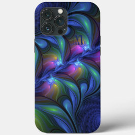 Färg Abstrakt Blått Rosa Grönt Fractal Monogram