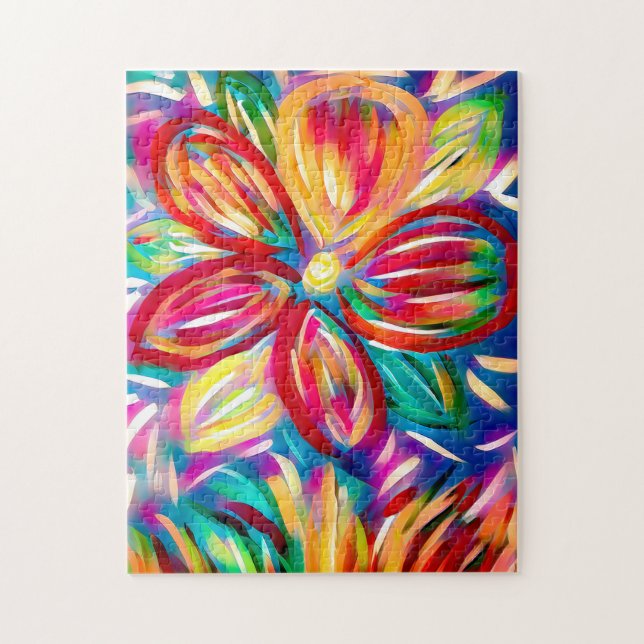 Färg Abstrakt blomma | Anpassningsbar Regnbåge Pussel (Vertikal)