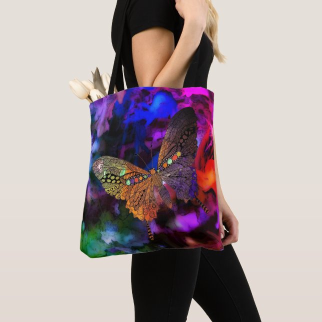 Färg Abstrakt Butterfly Tote Bag Tygkasse (Närbild)