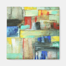 Färg Abstrakt Cityscape Original Art-målning Magnet