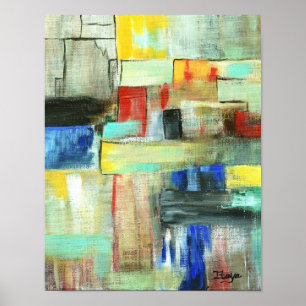 Färg Abstrakt Cityscape Original Art-målning Poster