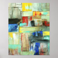 Färg Abstrakt Cityscape Original Art-målning