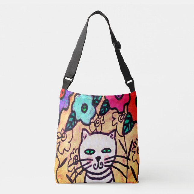 Färg Abstrakt Digital Cat Art Tote Bag Axelväska (Framsida)
