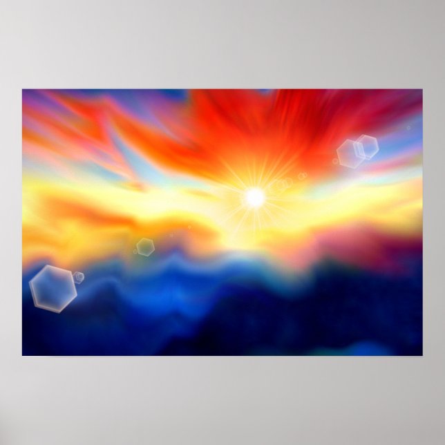 Färg Abstrakt Fantasy Skyscape med Sunrise Poster (Framsidan)