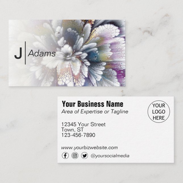 Färg Abstrakt Flower Affärskort Visitkort (Fram/baksida)